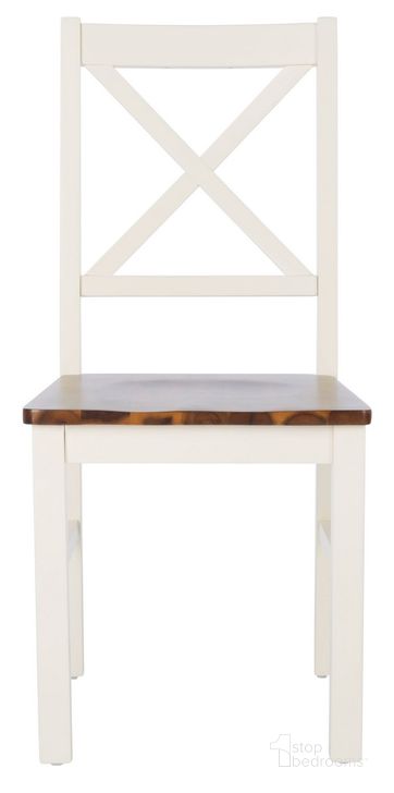 The appearance of Akash Dining Chair Set of 2 in White and Natural designed by Safavieh in the modern / contemporary interior design. This white/natural piece of furniture  was selected by 1StopBedrooms from Akash Collection to add a touch of cosiness and style into your home. Sku: DCH9210A-SET2. Material: Wood. Product Type: Dining Chair. Image1