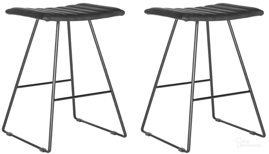 The appearance of Akito Black Counter Stool Set of 2 designed by Safavieh in the industrial interior design. This black piece of furniture  was selected by 1StopBedrooms from Akito Collection to add a touch of cosiness and style into your home. Sku: FOX2011B-SET2. Product Type: Barstool. Material: Iron. Image1