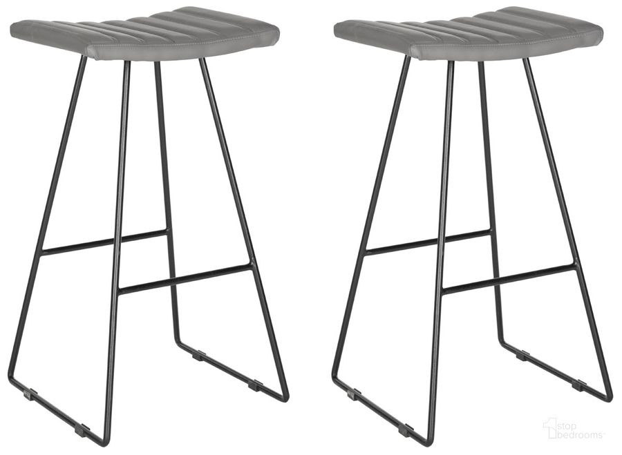 The appearance of Akito Gray Bar Stool Set of 2 designed by Safavieh in the modern / contemporary interior design. This grey piece of furniture  was selected by 1StopBedrooms from Akito Collection to add a touch of cosiness and style into your home. Sku: FOX2010C-SET2. Product Type: Barstool. Material: Iron. Image1