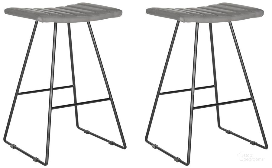 The appearance of Akito Gray Counter Stool Set of 2 designed by Safavieh in the modern / contemporary interior design. This grey piece of furniture  was selected by 1StopBedrooms from Akito Collection to add a touch of cosiness and style into your home. Sku: FOX2011C-SET2. Product Type: Barstool. Material: Iron. Image1