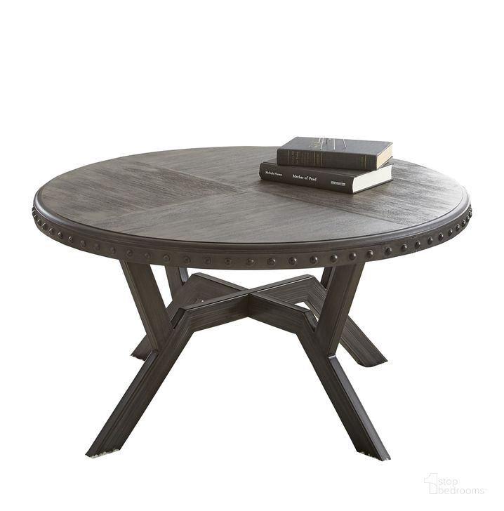 The appearance of Alamo Round Cocktail Table designed by Steve Silver in the transitional interior design. This grey piece of furniture  was selected by 1StopBedrooms from Alamo Collection to add a touch of cosiness and style into your home. Sku: AL700C. Material: Wood. Product Type: Coffee and Cocktail Table. Image1