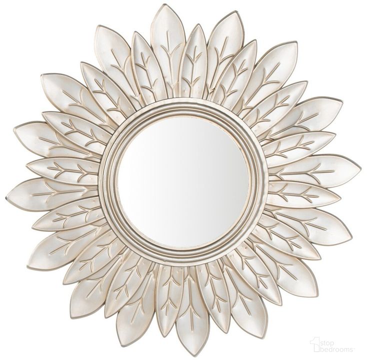 The appearance of Alba Champagne Sunburst Mirror designed by Safavieh in the modern / contemporary interior design. This champagne piece of furniture  was selected by 1StopBedrooms from Alba Collection to add a touch of cosiness and style into your home. Sku: MRR1011A. Product Type: Mirror. Material: Iron. Image1