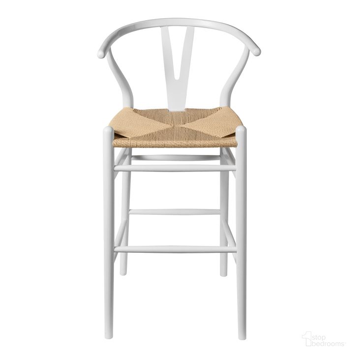 The appearance of Albany Bar Height Stool In White designed by Aeons in the  interior design. This white piece of furniture  was selected by 1StopBedrooms from Albany Collection to add a touch of cosiness and style into your home. Sku: AE9249-Bar-Wht-Nat. Material: Wood. Product Type: Barstool. Image1