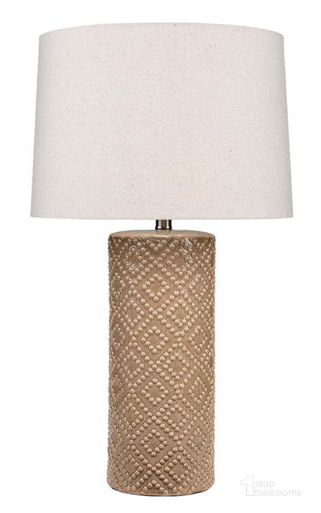 The appearance of Albi Table Lamp designed by Jamie Young Company in the transitional interior design. This oatmeal piece of furniture  was selected by 1StopBedrooms from Albi Collection to add a touch of cosiness and style into your home. Sku: LSALBICRM. Material: Ceramic. Product Type: Table Lamp. Image1