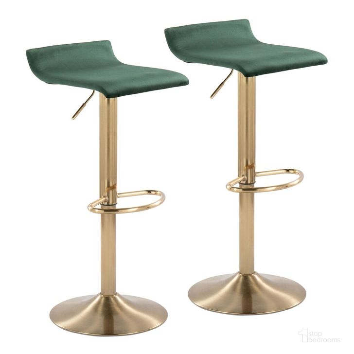 The appearance of Ale Adjustable Height Barstool Set of 2 In Green designed by Lumisource in the modern / contemporary interior design. This green piece of furniture  was selected by 1StopBedrooms from Ale Collection to add a touch of cosiness and style into your home. Sku: BS-ALE BAUVGN2. Material: Metal. Product Type: Barstool. Image1