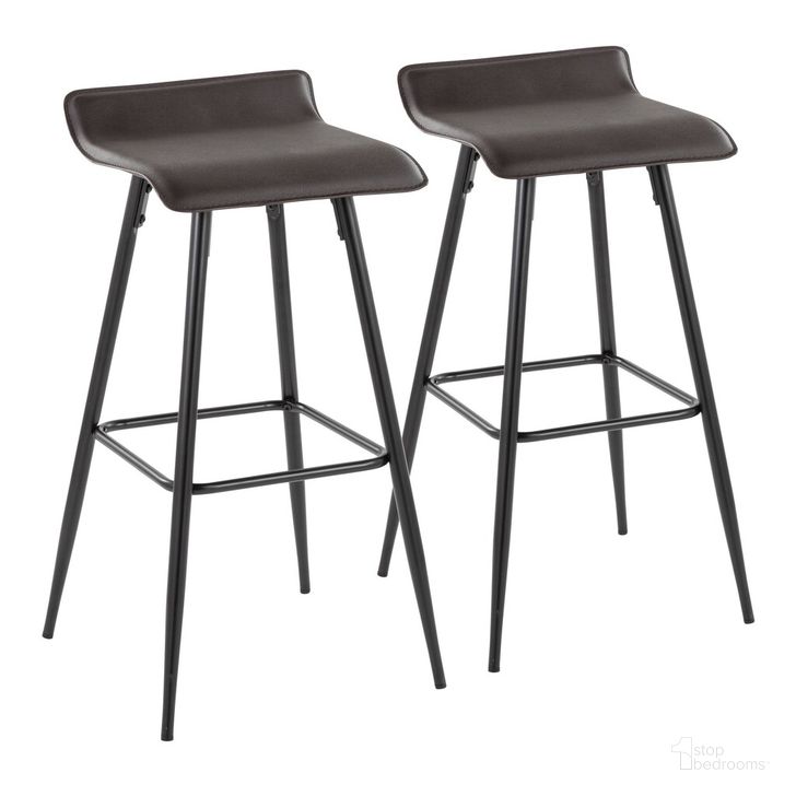 The appearance of Ale Fixed Height Bar Stool Set of 2 In Espresso designed by Lumisource in the modern / contemporary interior design. This espresso piece of furniture  was selected by 1StopBedrooms from Ale Collection to add a touch of cosiness and style into your home. Sku: B30-ALE BKE2. Material: Leather. Product Type: Barstool. Image1