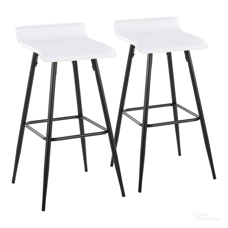 The appearance of Ale Fixed Height Bar Stool Set of 2 In White designed by Lumisource in the modern / contemporary interior design. This white piece of furniture  was selected by 1StopBedrooms from Ale Collection to add a touch of cosiness and style into your home. Sku: B30-HY-ALE BKW2. Material: Leather. Product Type: Barstool. Image1