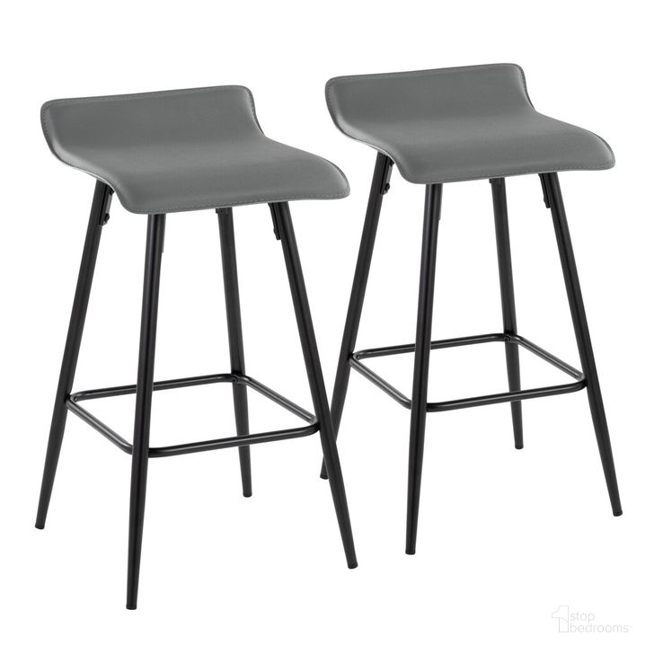 The appearance of Ale Fixed Height Counter Stool Set of 2 In Grey designed by Lumisource in the modern / contemporary interior design. This grey piece of furniture  was selected by 1StopBedrooms from Ale Collection to add a touch of cosiness and style into your home. Sku: B26-ALE BKDGY2. Material: Leather. Product Type: Barstool. Image1