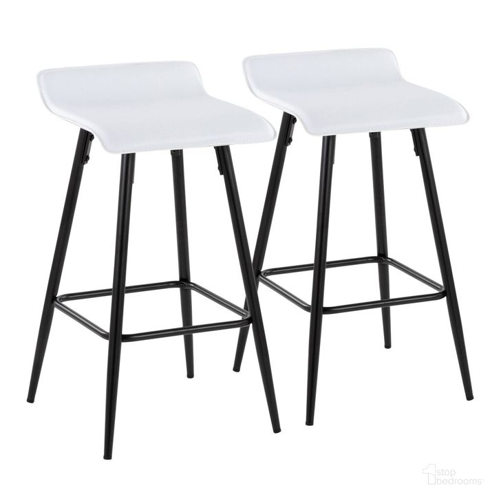 The appearance of Ale Fixed Height Counter Stool Set of 2 In White designed by Lumisource in the modern / contemporary interior design. This white piece of furniture  was selected by 1StopBedrooms from Ale Collection to add a touch of cosiness and style into your home. Sku: B26-ALE BKW2. Material: Leather. Product Type: Barstool. Image1