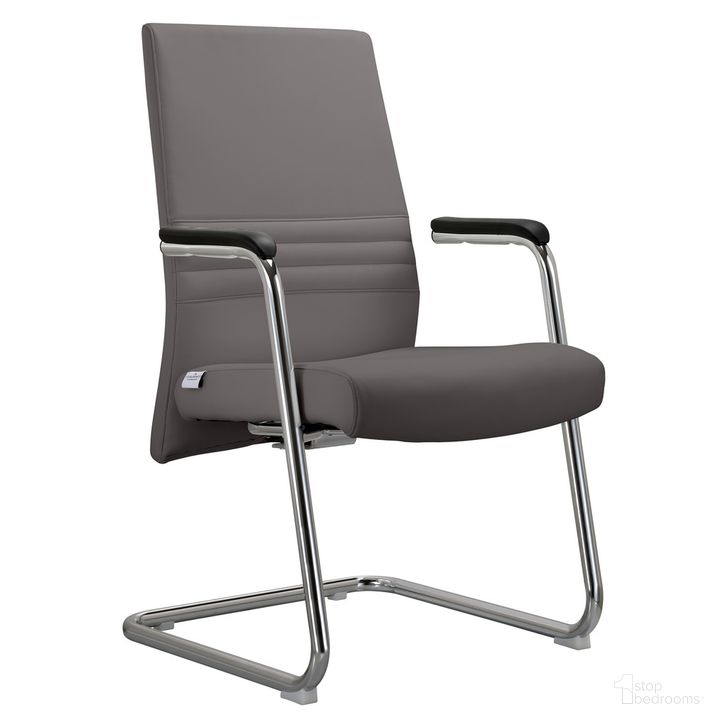 The appearance of Aleen Series Guest Office Chair In Grey Leather designed by LeisureMod in the modern / contemporary interior design. This grey piece of furniture  was selected by 1StopBedrooms from Aleen Collection to add a touch of cosiness and style into your home. Sku: AGO19GRL. Material: Leather. Product Type: Office Chair. Image1