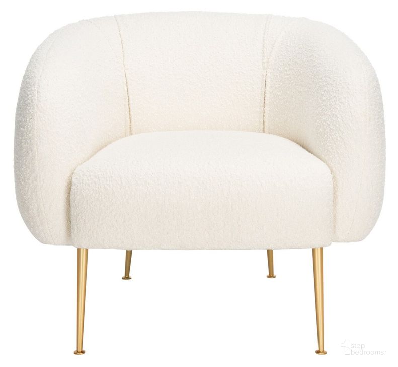The appearance of Alena Chair In Ivory And Gold designed by Safavieh Couture in the transitional interior design. This ivory and gold piece of furniture  was selected by 1StopBedrooms from Alena Collection to add a touch of cosiness and style into your home. Sku: SFV4503F. Material: Wood. Product Type: Accent Chair. Image1