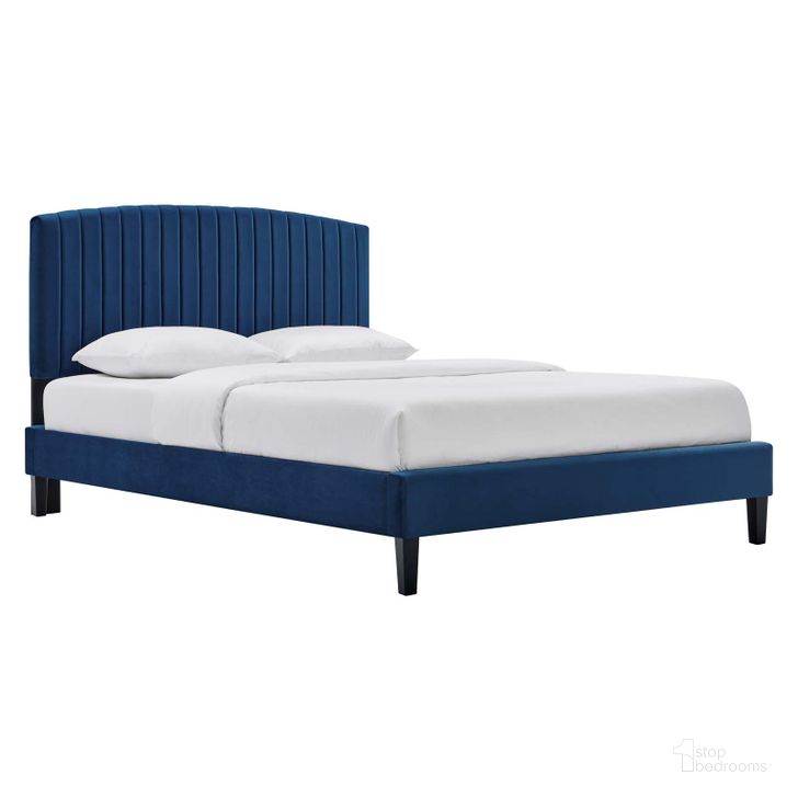 The appearance of Alessi Performance Velvet Twin Platform Bed In Navy designed by Modway in the modern / contemporary interior design. This navy piece of furniture  was selected by 1StopBedrooms from Alessi Collection to add a touch of cosiness and style into your home. Sku: MOD-7041-NAV. Bed Type: Platform Bed. Product Type: Platform Bed. Bed Size: Twin. Material: MDF. Image1