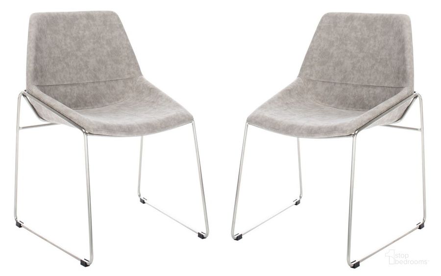 The appearance of Alexis Matte Stone Mid Century Dining Chair Set of 2 designed by Safavieh in the modern / contemporary interior design. This stone grey piece of furniture  was selected by 1StopBedrooms from Alexis Collection to add a touch of cosiness and style into your home. Sku: DCH3000A-SET2. Product Type: Dining Chair. Material: Stainless Steel. Image1