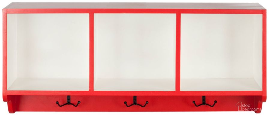 The appearance of Alice Hot Red and White Wall Shelf with Storage Compartments designed by Safavieh in the traditional interior design. This red and white piece of furniture  was selected by 1StopBedrooms from Alice Collection to add a touch of cosiness and style into your home. Sku: AMH6566N. Material: Wood. Product Type: Bookcase. Image1