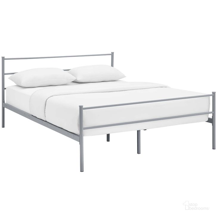 The appearance of Alina Gray Full Platform Bed Frame designed by Modway in the modern / contemporary interior design. This gray piece of furniture  was selected by 1StopBedrooms from Alina Collection to add a touch of cosiness and style into your home. Sku: MOD-5552-GRY-SET. Material: Steel. Product Type: Bed Frame. Image1