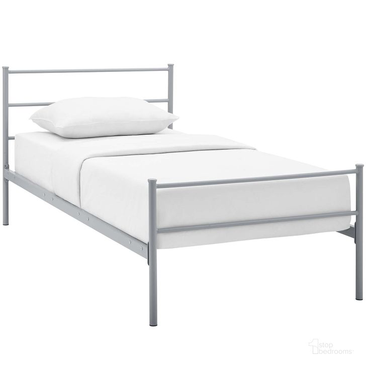 The appearance of Alina Gray Twin Platform Bed Frame designed by Modway in the modern / contemporary interior design. This gray piece of furniture  was selected by 1StopBedrooms from Alina Collection to add a touch of cosiness and style into your home. Sku: MOD-5551-GRY-SET. Material: Steel. Product Type: Bed Frame. Image1