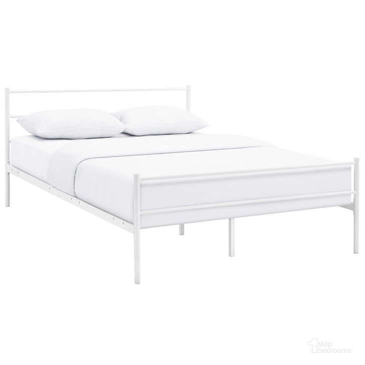 The appearance of Alina White Full Platform Bed Frame designed by Modway in the modern / contemporary interior design. This white piece of furniture  was selected by 1StopBedrooms from Alina Collection to add a touch of cosiness and style into your home. Sku: MOD-5552-WHI-SET. Material: Steel. Product Type: Bed Frame. Image1
