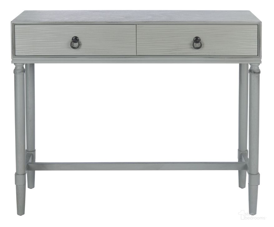 The appearance of Aliyah 2Drw Console Table in Distressed Grey designed by Safavieh in the country / farmhouse interior design. This distressed grey piece of furniture  was selected by 1StopBedrooms from Aliyah Collection to add a touch of cosiness and style into your home. Sku: CNS5729B. Material: Wood. Product Type: Console Table. Image1