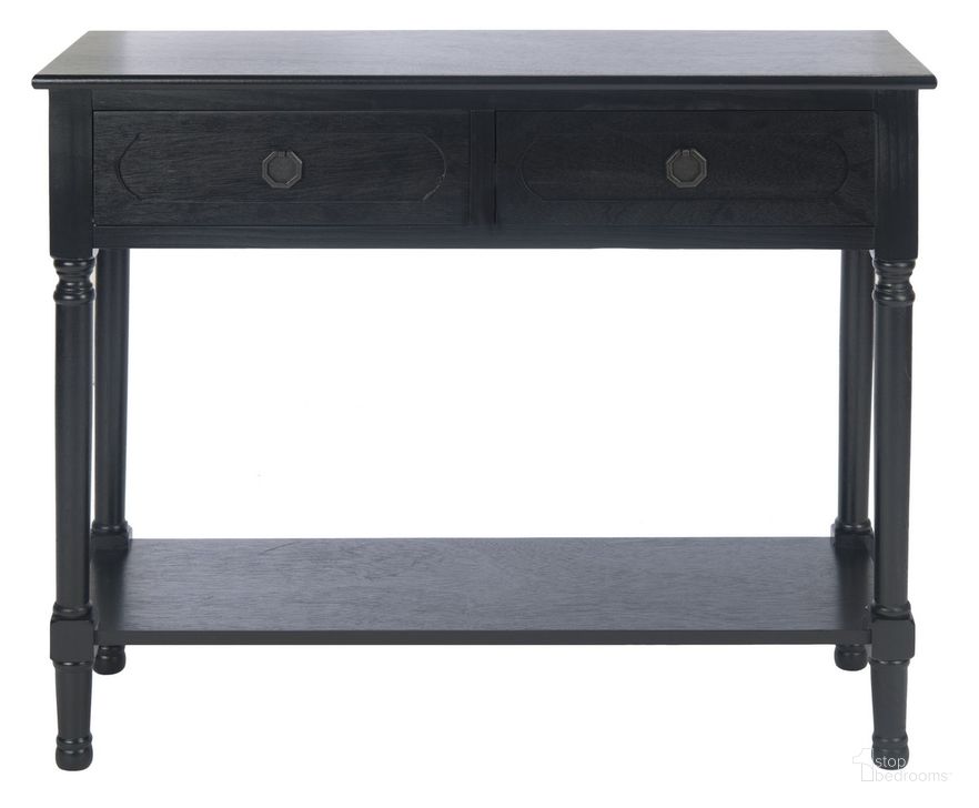 The appearance of Allura 2Drw Console Table in Black designed by Safavieh in the modern / contemporary interior design. This black piece of furniture  was selected by 1StopBedrooms from Allura Collection to add a touch of cosiness and style into your home. Sku: CNS5725B. Material: Wood. Product Type: Console Table. Image1