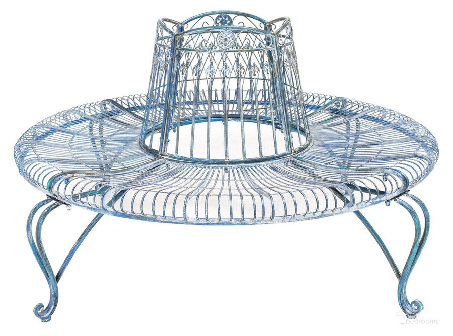 The appearance of Ally Darling Wrought Iron 60.25 Inch with Outdoor Tree Bench in Antique Blue designed by Safavieh in the transitional interior design. This antique blue piece of furniture  was selected by 1StopBedrooms from Ally Collection to add a touch of cosiness and style into your home. Sku: PAT5019C. Material: Metal. Product Type: Outdoor Bench. Image1