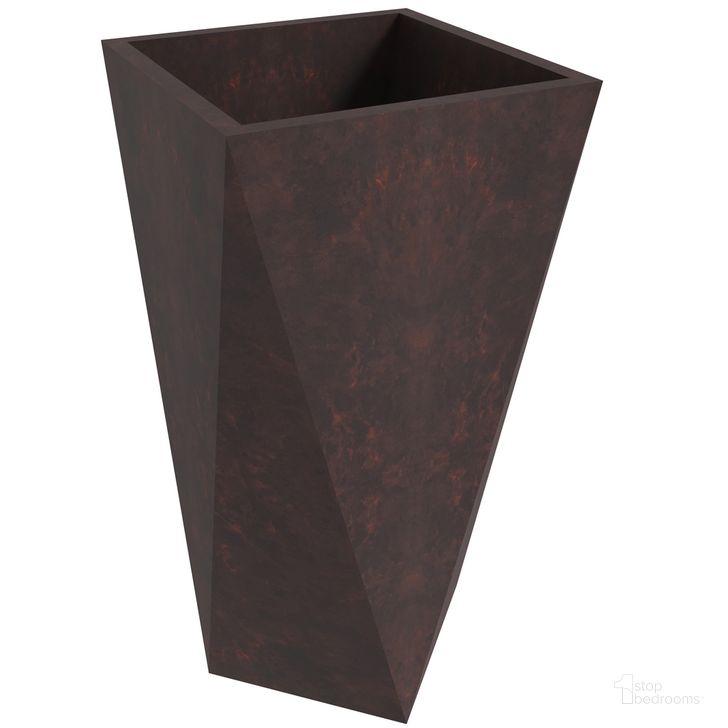 The appearance of Aloe 24 Inch High Poly Stone Planter In Brown designed by LeisureMod in the  interior design. This brown piece of furniture  was selected by 1StopBedrooms from Aloe Collection to add a touch of cosiness and style into your home. Sku: AP24BR. Material: Stone. Product Type: Planter. Image1