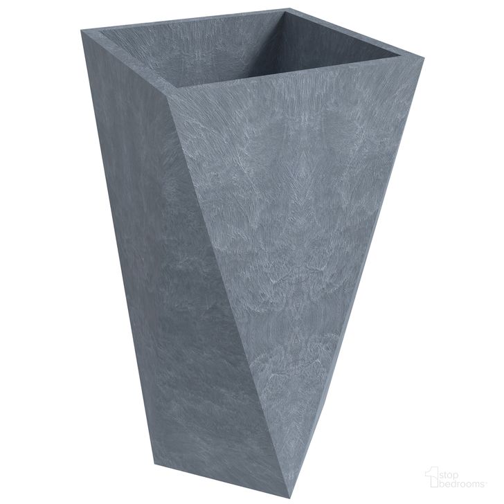 The appearance of Aloe 24 Inch High Poly Stone Planter In Grey designed by LeisureMod in the  interior design. This grey piece of furniture  was selected by 1StopBedrooms from Aloe Collection to add a touch of cosiness and style into your home. Sku: AP24GR. Material: Stone. Product Type: Planter. Image1