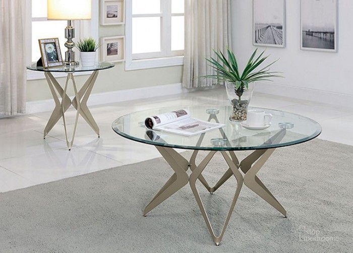 The appearance of Alvise Champagne Occasional Table Set designed by Furniture of America in the modern / contemporary interior design. This silver piece of furniture  was selected by 1StopBedrooms from Alvise Collection to add a touch of cosiness and style into your home. Sku: CM4377C-1;CM4377C-2;CM4377E-1;CM4377E-2. Material: Steel. Product Type: Occasional Table Set. Image1