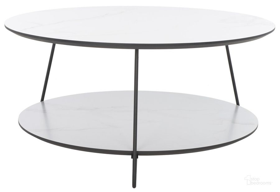 The appearance of Alyce Round Coffee Table in White and Black designed by Safavieh in the transitional interior design. This white/black piece of furniture  was selected by 1StopBedrooms from Alyce Collection to add a touch of cosiness and style into your home. Sku: COF4215A. Material: Metal. Product Type: Coffee Table. Image1