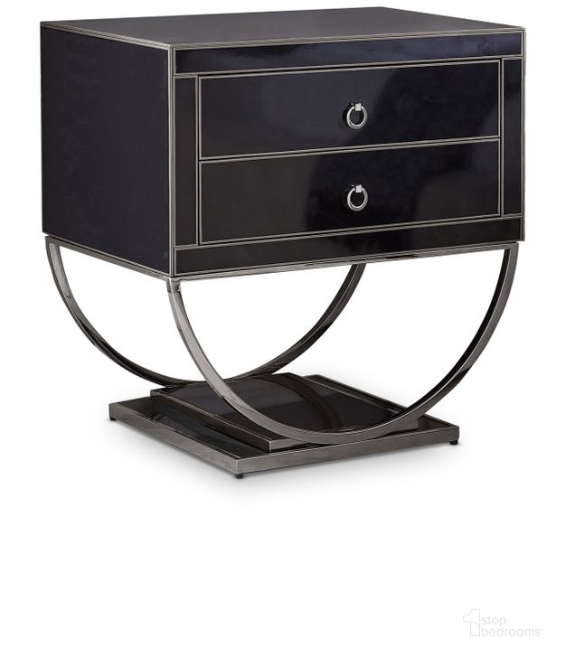 The appearance of Alyssa Side Table In Black and Gold designed by Meridian in the modern / contemporary interior design. This black and gold piece of furniture  was selected by 1StopBedrooms from Alyssa Collection to add a touch of cosiness and style into your home. Sku: 807. Material: Wood. Product Type: Side Table. Image1