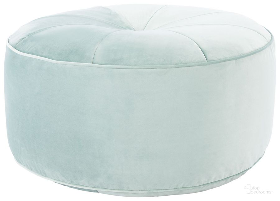 The appearance of Amais Round Ottoman in Mint designed by Safavieh in the modern / contemporary interior design. This mint piece of furniture  was selected by 1StopBedrooms from Amais Collection to add a touch of cosiness and style into your home. Sku: OTT4501C. Product Type: Ottoman. Image1