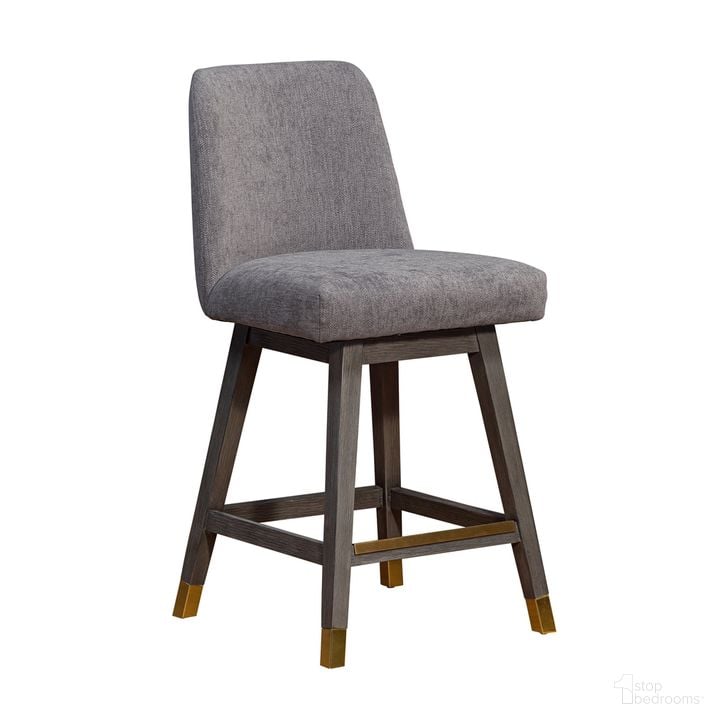 The appearance of Amalie Swivel Counter Stool In Gray Oak Wood Finish with Mocha Fabric designed by Armen Living in the modern / contemporary interior design. This mocha piece of furniture  was selected by 1StopBedrooms from Amalie Collection to add a touch of cosiness and style into your home. Sku: 840254332058. Material: Wood. Product Type: Barstool. Image1