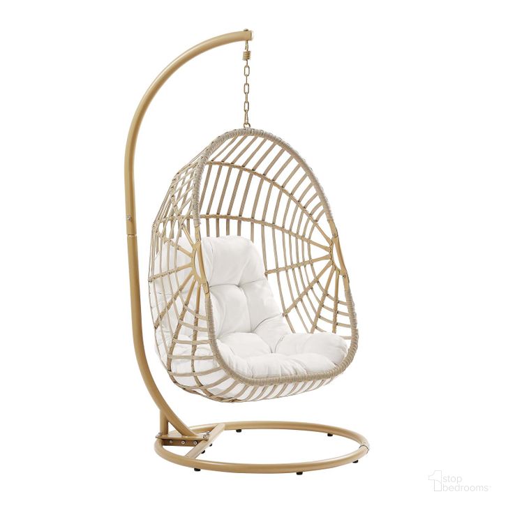 The appearance of Amalie Wicker Rattan Outdoor Patio Rattan Swing Chair In Natural White designed by Modway in the transitional interior design. This natural white piece of furniture  was selected by 1StopBedrooms from Amalie Collection to add a touch of cosiness and style into your home. Sku: EEI-6337-NAT-WHI. Material: Fabric. Product Type: Outdoor Chair. Image1