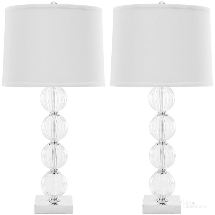 The appearance of Amanda Black Crystal Glass Globe Table Lamp with White Shade Set of 2 designed by Safavieh in the modern / contemporary interior design. This clear piece of furniture  was selected by 1StopBedrooms from Amanda Collection to add a touch of cosiness and style into your home. Sku: LIT4006C-SET2. Product Type: Table Lamp. Image1