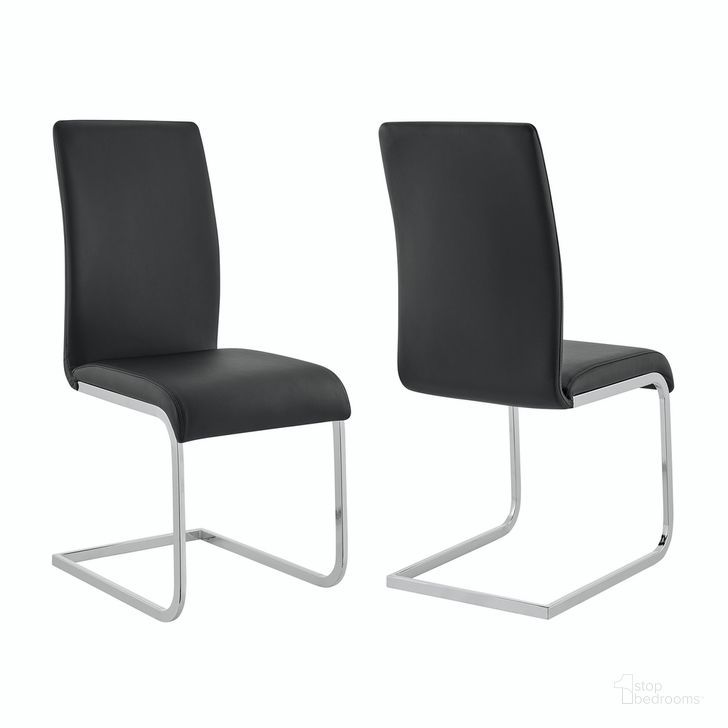 The appearance of Amanda Black Side Chair Set of 2 designed by Armen Living in the modern / contemporary interior design. This black piece of furniture  was selected by 1StopBedrooms from Amanda Collection to add a touch of cosiness and style into your home. Sku: LCAMSIBL. Product Type: Dining Chair. Material: Chrome. Image1