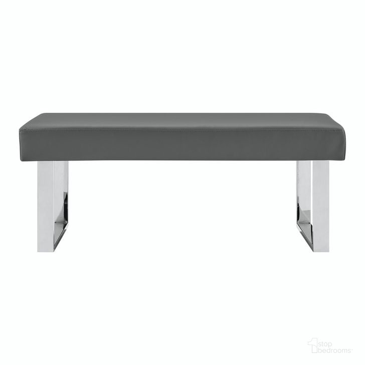 The appearance of Amanda Contemporary Dining Bench In Gray Faux Leather and Chrome Finish designed by Armen Living in the modern / contemporary interior design. This gray piece of furniture  was selected by 1StopBedrooms from Amanda Collection to add a touch of cosiness and style into your home. Sku: LCAMBEGRBCH. Material: Chrome. Product Type: Dining Bench. Image1