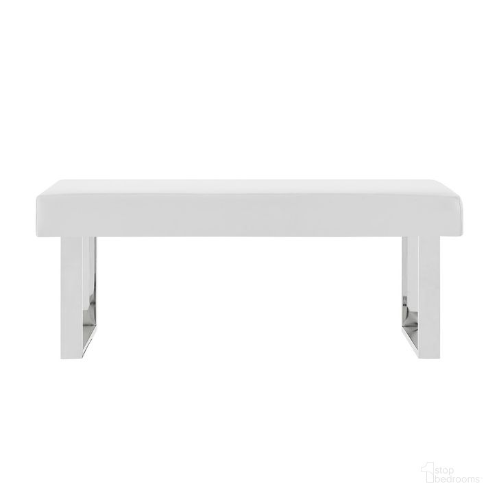 The appearance of Amanda White Bench designed by Armen Living in the modern / contemporary interior design. This white piece of furniture  was selected by 1StopBedrooms from Amanda Collection to add a touch of cosiness and style into your home. Sku: LCAMBEWHBCH. Product Type: Bench. Material: Chrome. Image1