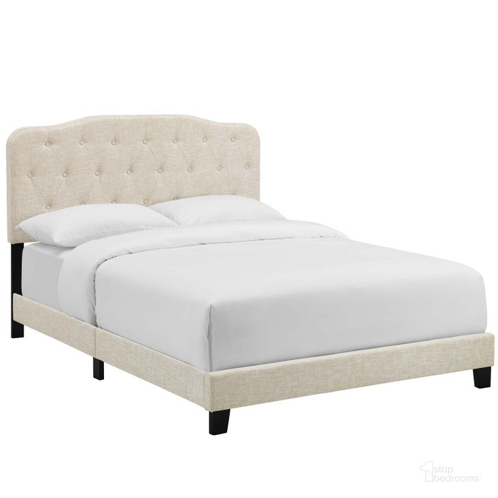 The appearance of Amelia Beige Full Upholstered Fabric Bed designed by Modway in the modern / contemporary interior design. This beige piece of furniture  was selected by 1StopBedrooms from Amelia Collection to add a touch of cosiness and style into your home. Sku: MOD-5839-BEI. Bed Type: Panel Bed. Product Type: Panel Bed. Bed Size: Full. Material: Rubberwood. Image1