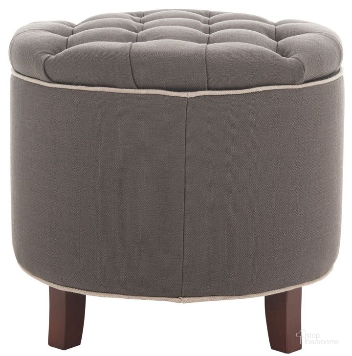 The appearance of Amelia Charcoal Brown and Cherry Mahogany Storage Ottoman designed by Safavieh in the transitional interior design. This charcoal piece of furniture  was selected by 1StopBedrooms from Amelia Collection to add a touch of cosiness and style into your home. Sku: HUD8220A. Material: Wood. Product Type: Ottoman. Image1