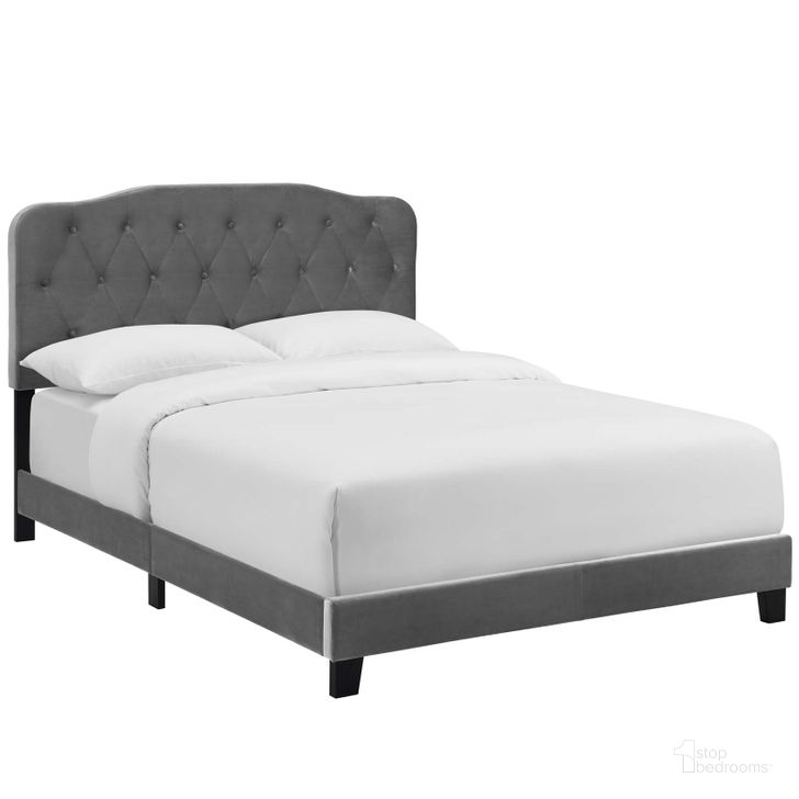 The appearance of Amelia Gray Full Performance Velvet Bed designed by Modway in the modern / contemporary interior design. This gray piece of furniture  was selected by 1StopBedrooms from Amelia Collection to add a touch of cosiness and style into your home. Sku: MOD-5863-GRY. Bed Type: Panel Bed. Product Type: Panel Bed. Bed Size: Full. Material: Rubberwood. Image1