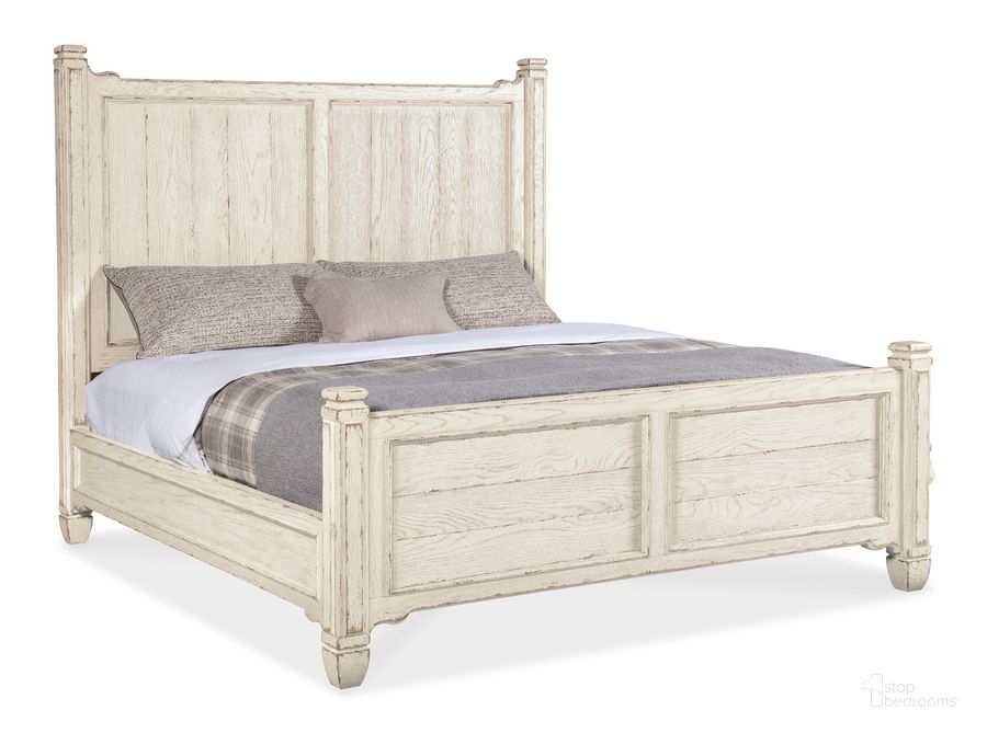 The appearance of Americana California King Panel Bed In White designed by Hooker in the transitional interior design. This white piece of furniture  was selected by 1StopBedrooms from Americana Collection to add a touch of cosiness and style into your home. Sku: 7050-90260-02. Bed Type: Panel Bed. Product Type: Panel Bed. Bed Size: California King. Material: Wood Veneer. Image1