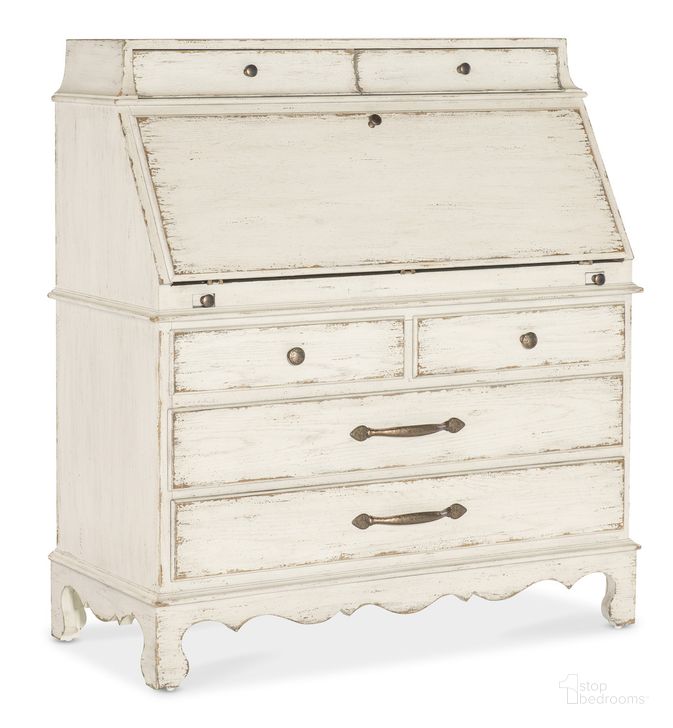 The appearance of Americana Secretary In White designed by Hooker in the transitional interior design. This white piece of furniture  was selected by 1StopBedrooms from Americana Collection to add a touch of cosiness and style into your home. Sku: 7050-10309-02. Material: Wood Veneer. Product Type: Secretary Desk. Image1