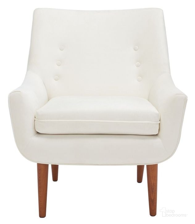 The appearance of Amina Accent Chair in Cream designed by Safavieh in the modern / contemporary interior design. This cream piece of furniture  was selected by 1StopBedrooms from Amina Collection to add a touch of cosiness and style into your home. Sku: ACH1303B. Material: Wood. Product Type: Accent Chair. Image1