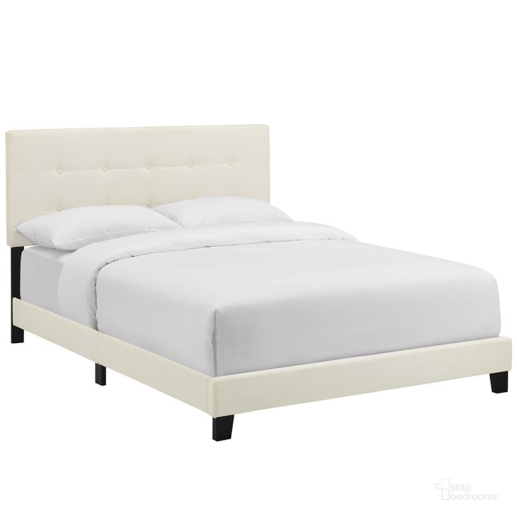 The appearance of Amira Ivory Full Performance Velvet Bed designed by Modway in the modern / contemporary interior design. This ivory piece of furniture  was selected by 1StopBedrooms from Amira Collection to add a touch of cosiness and style into your home. Sku: MOD-5859-IVO. Bed Type: Panel Bed. Product Type: Panel Bed. Bed Size: Full. Material: MDF. Image1