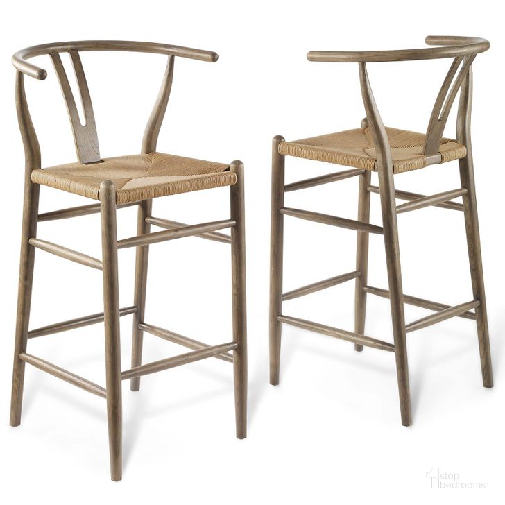 The appearance of Amish Gray Wood Bar Stool Set of 2 designed by Modway in the modern / contemporary interior design. This gray piece of furniture  was selected by 1StopBedrooms from Amish Collection to add a touch of cosiness and style into your home. Sku: EEI-4166-GRY. Product Type: Barstool. Material: Paper. Image1