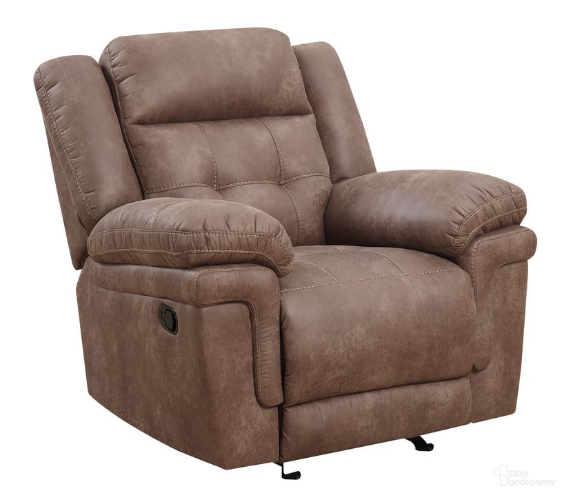 The appearance of Anastasia Glider Recliner In Brown designed by Steve Silver in the transitional interior design. This brown piece of furniture  was selected by 1StopBedrooms from Anastasia Collection to add a touch of cosiness and style into your home. Sku: AT850CC. Product Type: Glider Reclining. Material: Plywood. Image1