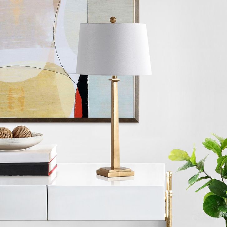 The appearance of Andino Gold Table Lamp Set of 2 designed by Safavieh in the modern / contemporary interior design. This gold piece of furniture  was selected by 1StopBedrooms from Safavieh TBL Collection to add a touch of cosiness and style into your home. Sku: TBL4024A-SET2. Product Type: Table Lamp. Image1