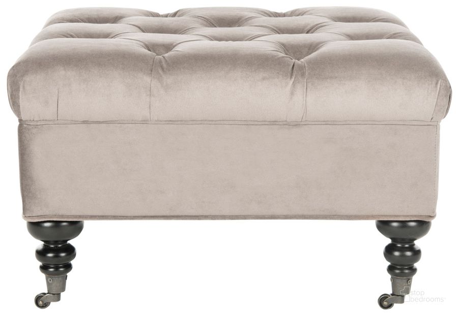 The appearance of Angeline Mushroom Taupe Tufted Ottoman designed by Safavieh in the traditional interior design. This mushroom piece of furniture  was selected by 1StopBedrooms from Angeline Collection to add a touch of cosiness and style into your home. Sku: MCR4671B. Material: Wood. Product Type: Ottoman. Image1