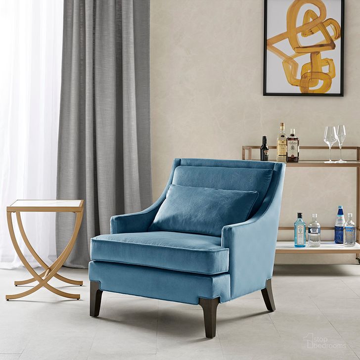 The appearance of Anna Arm Accent Chair In Blue designed by Olliix in the modern / contemporary interior design. This blue piece of furniture  was selected by 1StopBedrooms from Anna Collection to add a touch of cosiness and style into your home. Sku: MT100-0155. Material: Wood. Product Type: Accent Chair. Image1