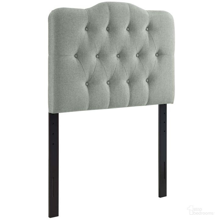 The appearance of Annabel Gray Twin Upholstered Fabric Headboard MOD-5160-GRY designed by Modway in the modern / contemporary interior design. This gray piece of furniture  was selected by 1StopBedrooms from Annabel Collection to add a touch of cosiness and style into your home. Sku: MOD-5160-GRY. Product Type: Headboard. Bed Size: Twin. Material: MDF. Image1