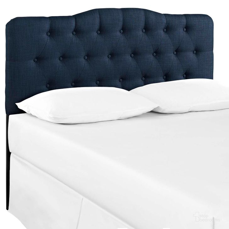 The appearance of Annabel Navy King Upholstered Fabric Headboard designed by Modway in the modern / contemporary interior design. This navy piece of furniture  was selected by 1StopBedrooms from Annabel Collection to add a touch of cosiness and style into your home. Sku: MOD-5158-NAV. Product Type: Headboard. Bed Size: King. Material: MDF. Image1